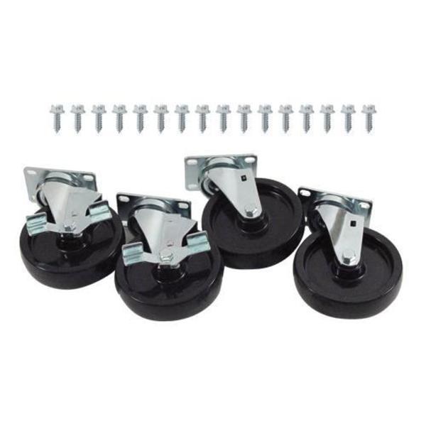 Commercial 1000lb Load Capacity Swivel Plate Caster Set with 5 in Wheels 35812